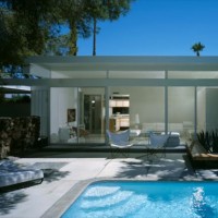 Architect Donald Wexler, pool at steel house, Palm Springs, CA, Modernism Week, 2011.