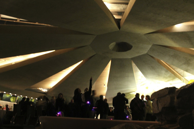 Glowing rings on guests Elrod House Modernism Week Opening Reception 2012 Photo MGPicascio.com