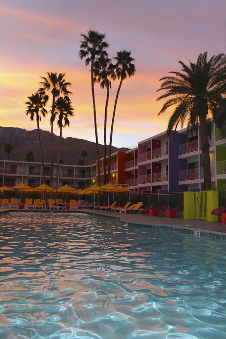 Sunset over the Sagurro Hotel Pool, Palm Springs, CA, Photo by MGPicascio.com