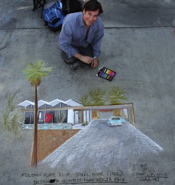 Donald Wexler Steel Development House in chalk art by Mark G. Picascio